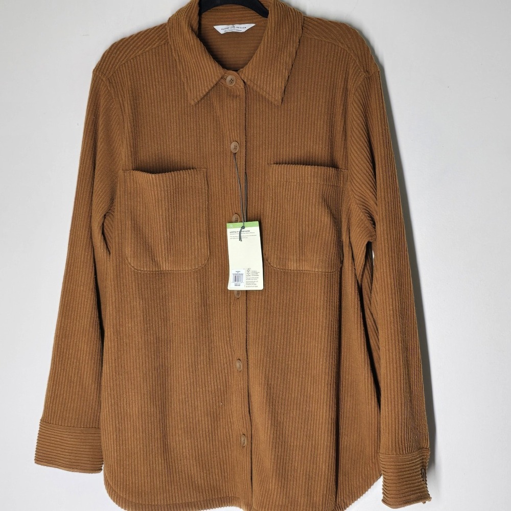 Alpine Design Corduroy Shirt Jacket Womens XL Brown Ribbed Button‎ Front Shacket